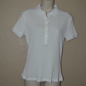 NWT $415 Sz S Maison Margiela White Ribbed Polo Top Shirt